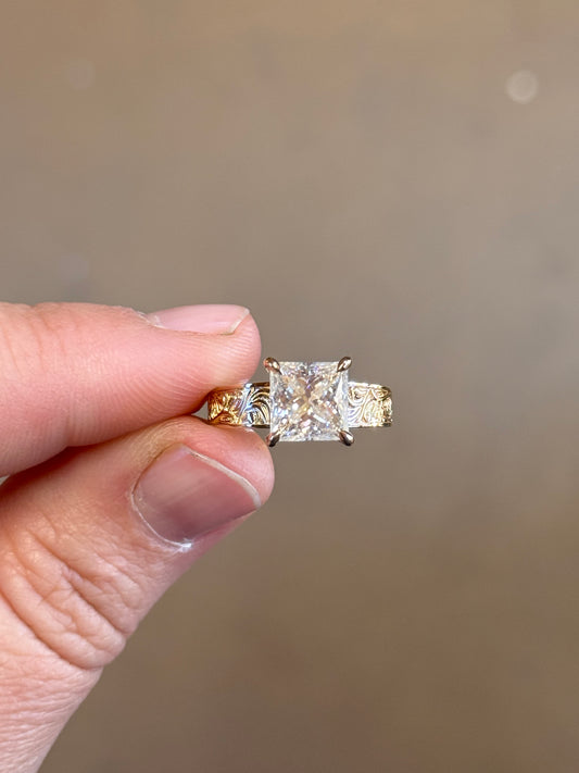 Elk Antler 6US 14K Yellow Gold Princess Cut Engagement Ring Engagement Rings Tines Ranch Co