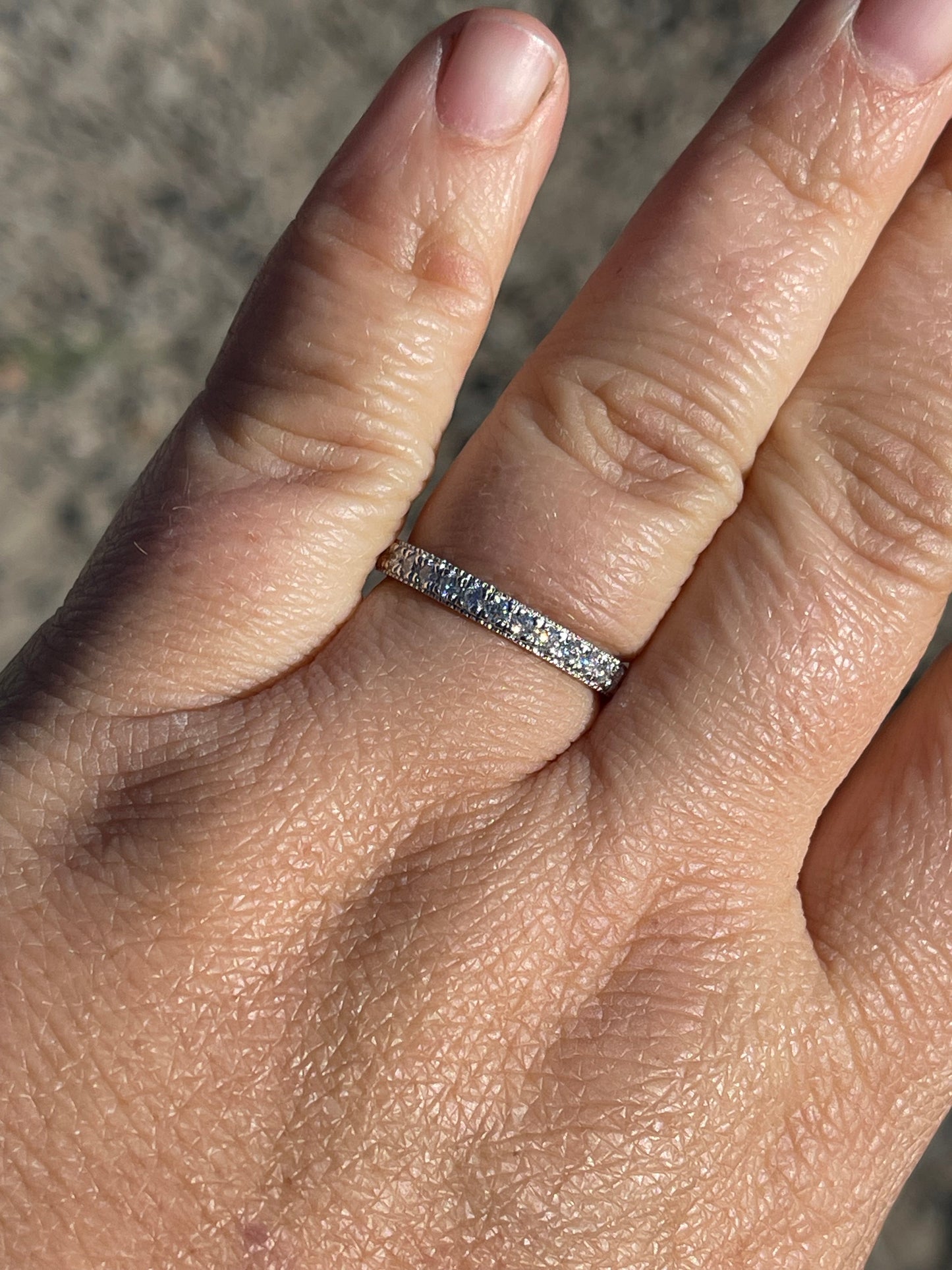 Gardenia Moissanite Sterling Silver Wedding Band