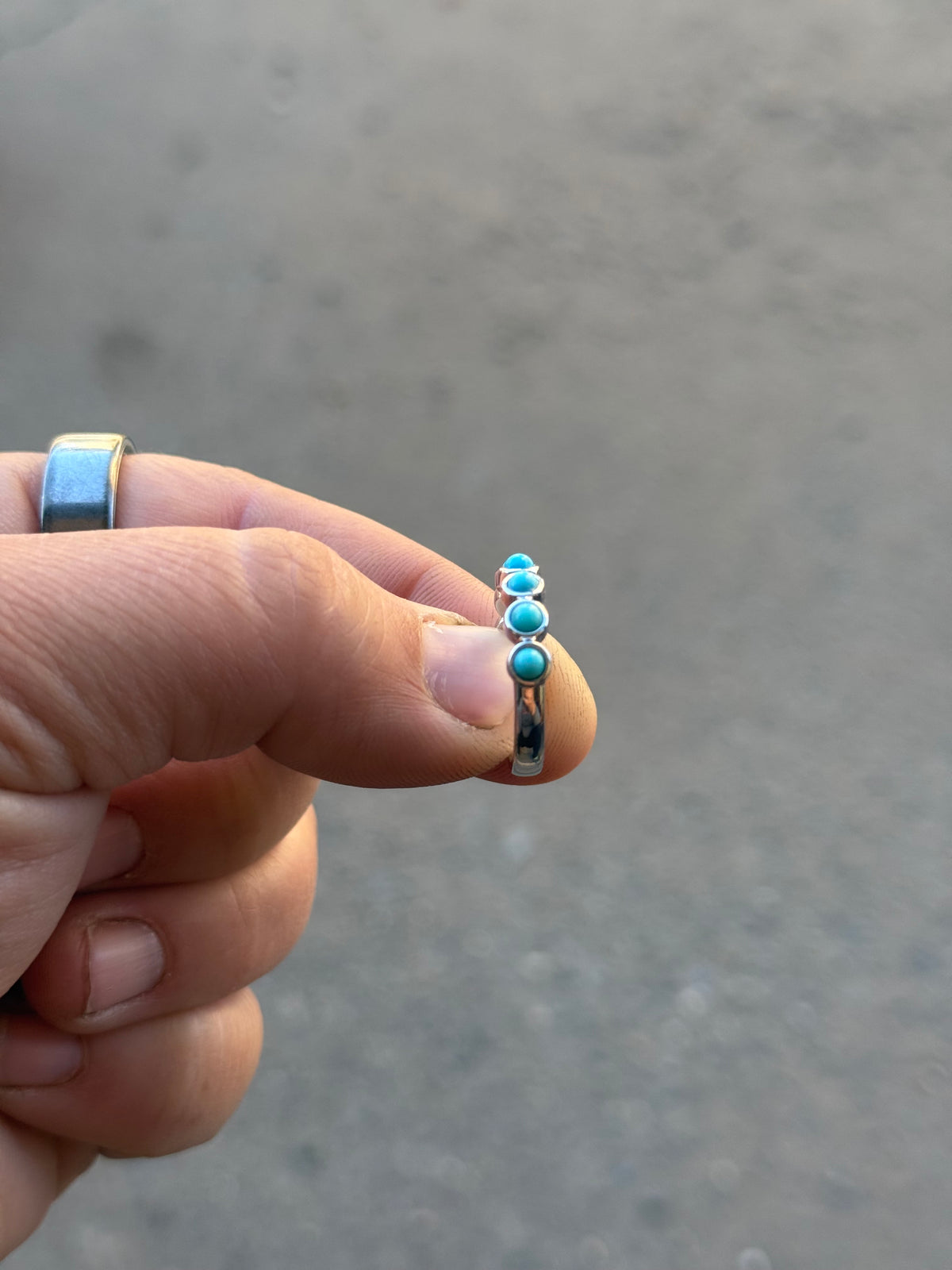 Brooks Turquoise Sterling Silver Wedding Band Tines Ranch Co