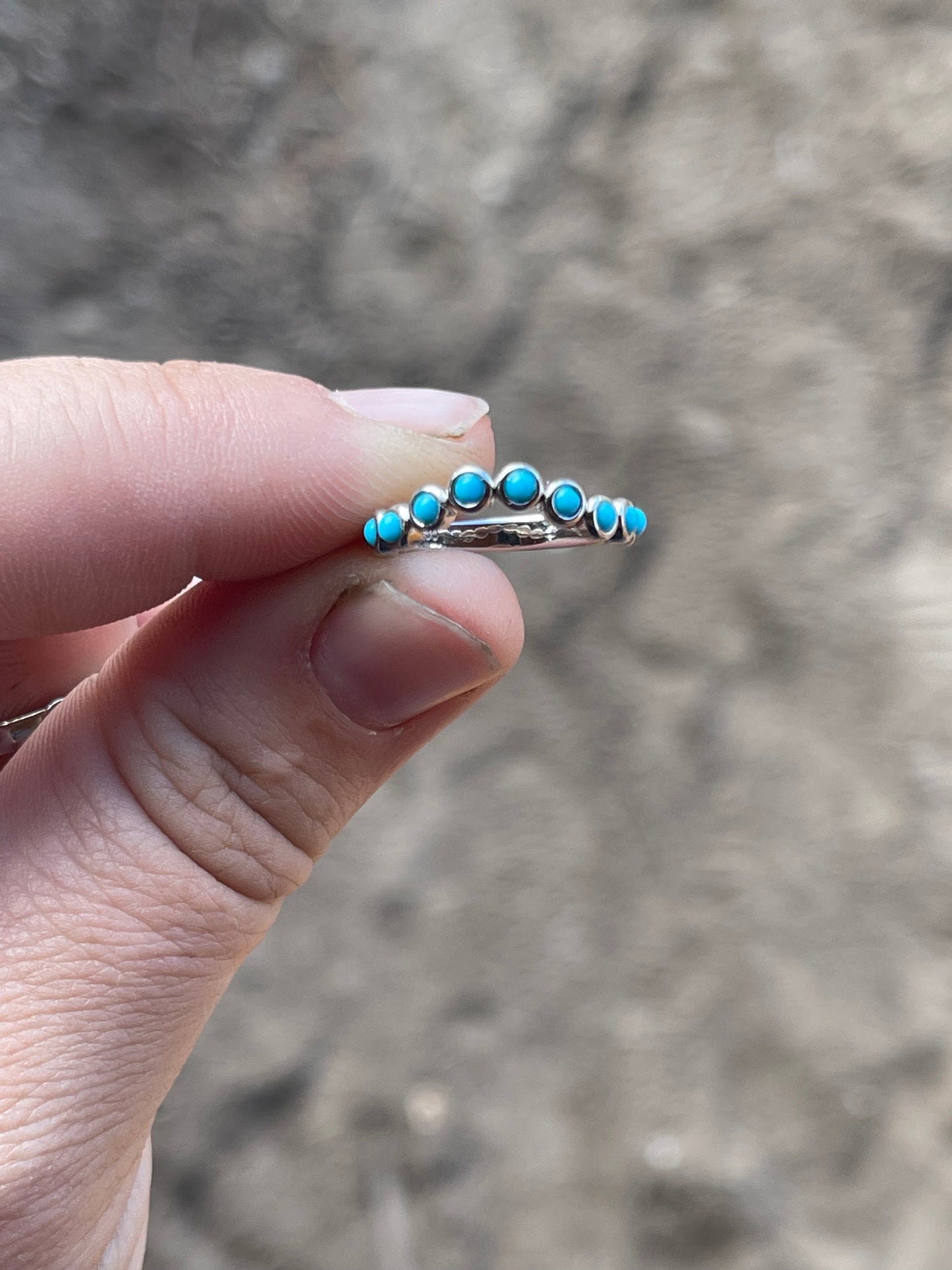 Curved Brooks Turquoise Wedding Band