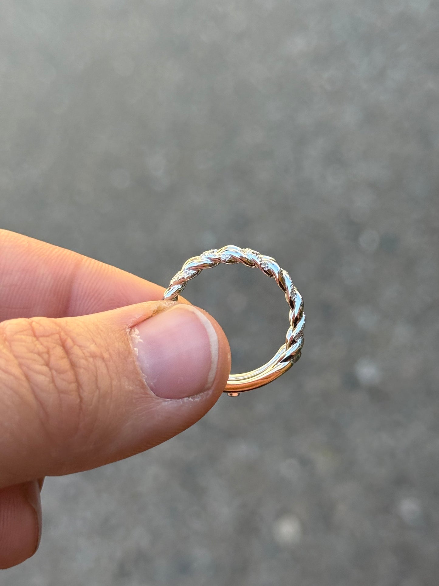 Beau Moissanite Insert Sterling Silver Wedding Band
