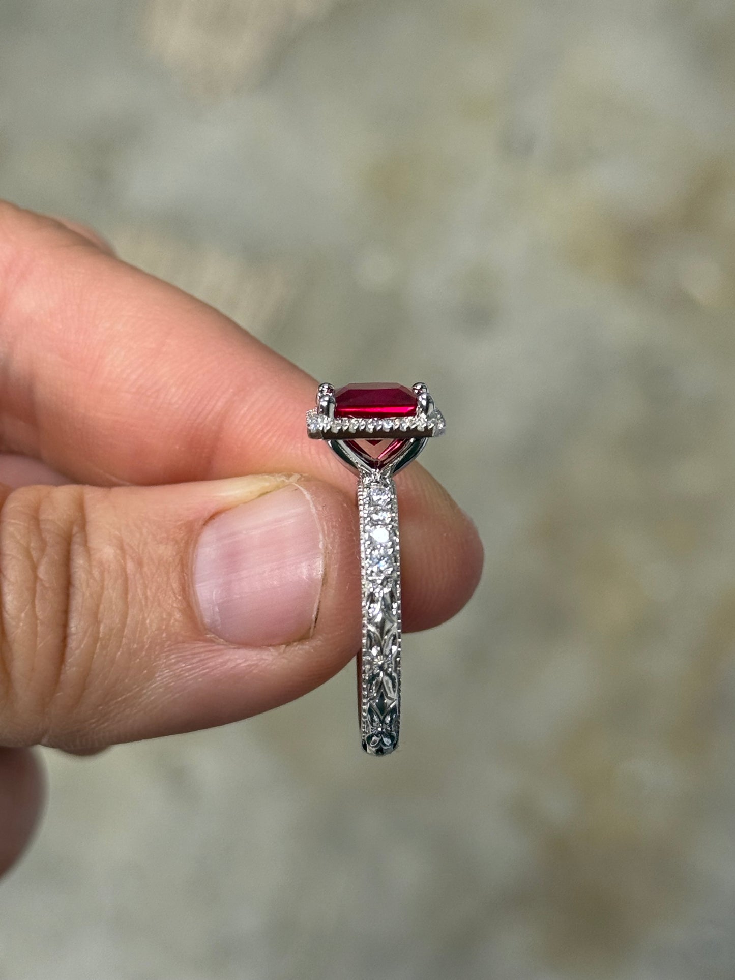 Ida Ruby Pave Sterling Silver Engagement Ring
