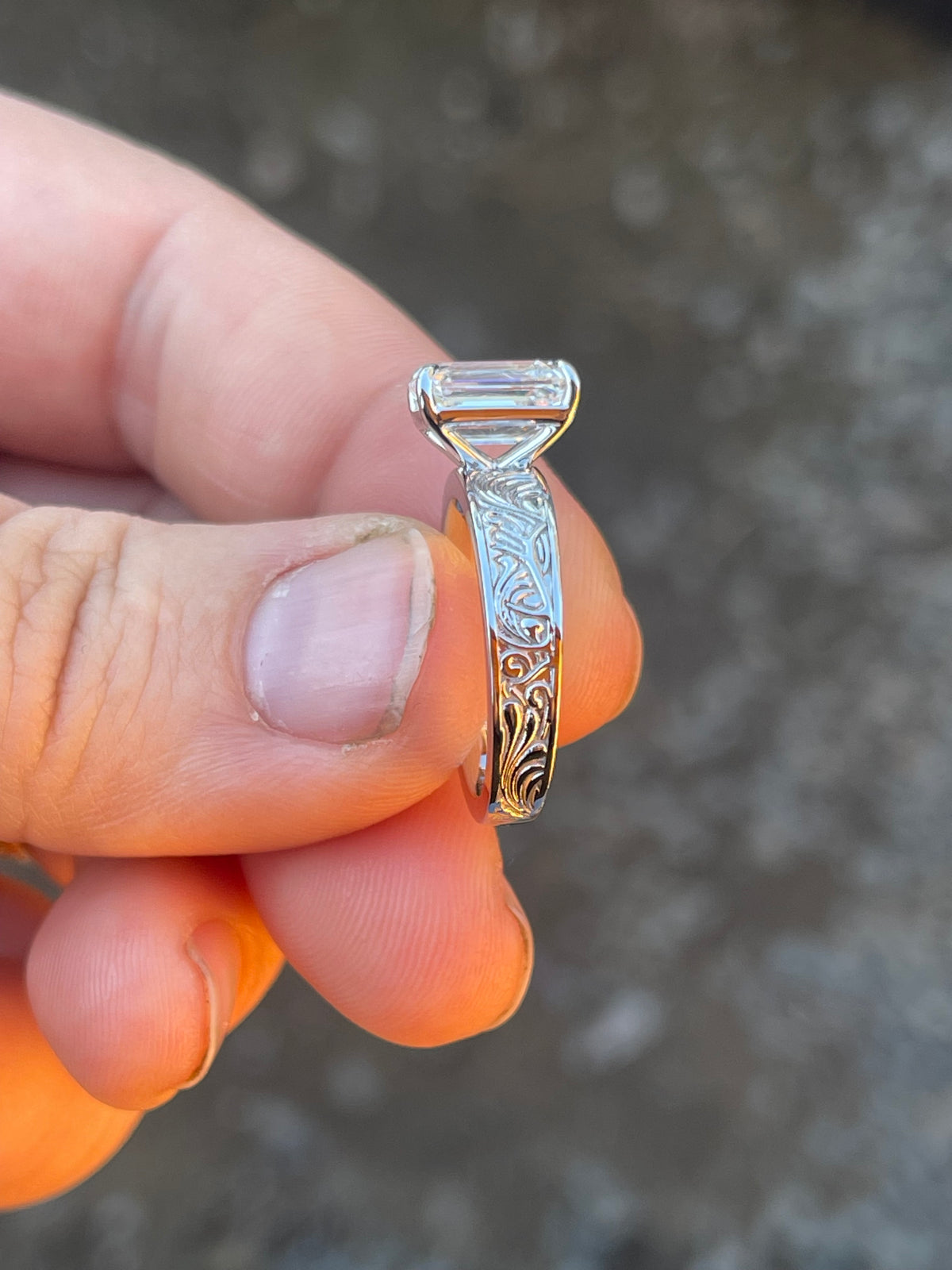 Diamond Rings Ranch Elk Antler Emerald Cut DIAMOND Engagement Ring – Tines Ranch Co Jewellery