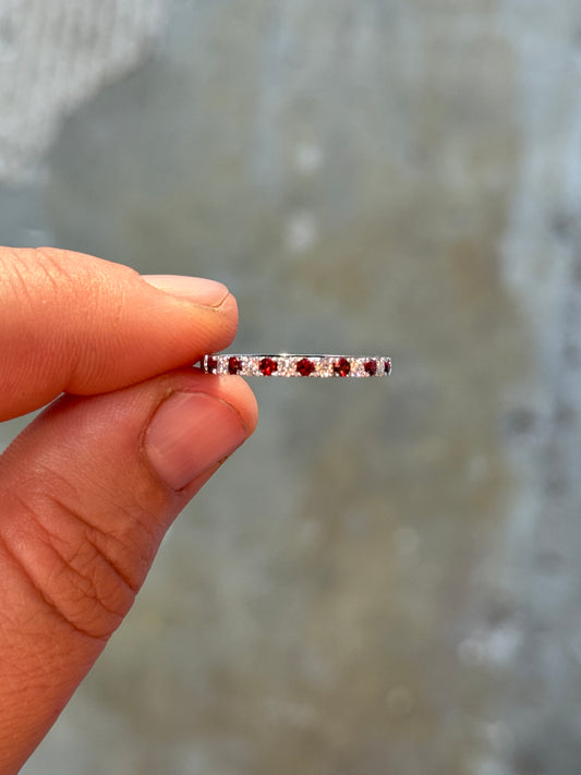 Rowelee Garnet and Moissanite Ring