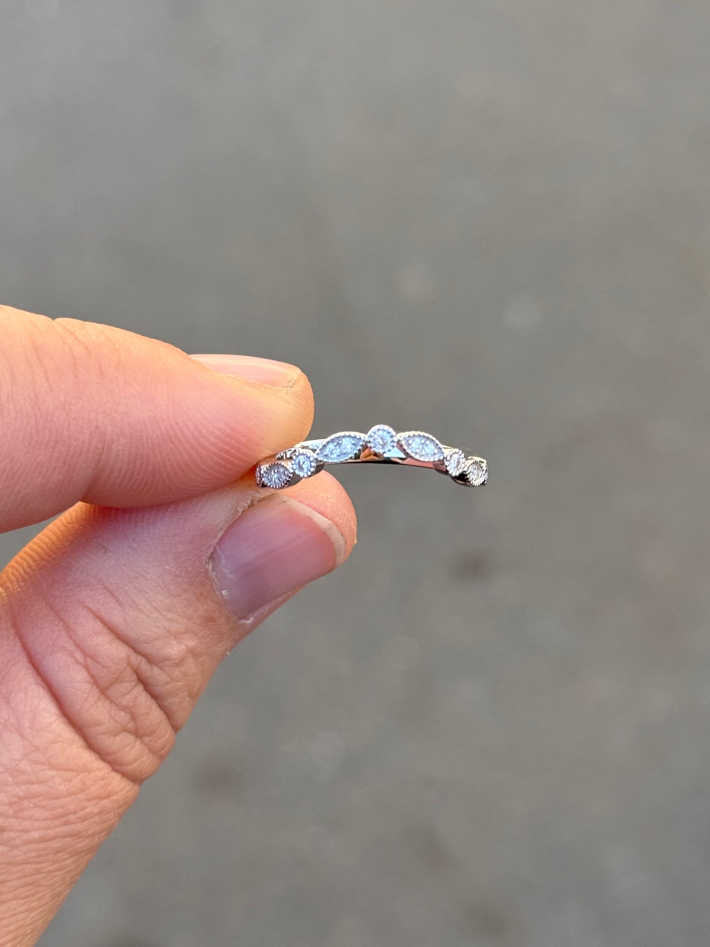 Mariposa Curved Moissanite Sterling Silver Wedding Band Tines Ranch Co