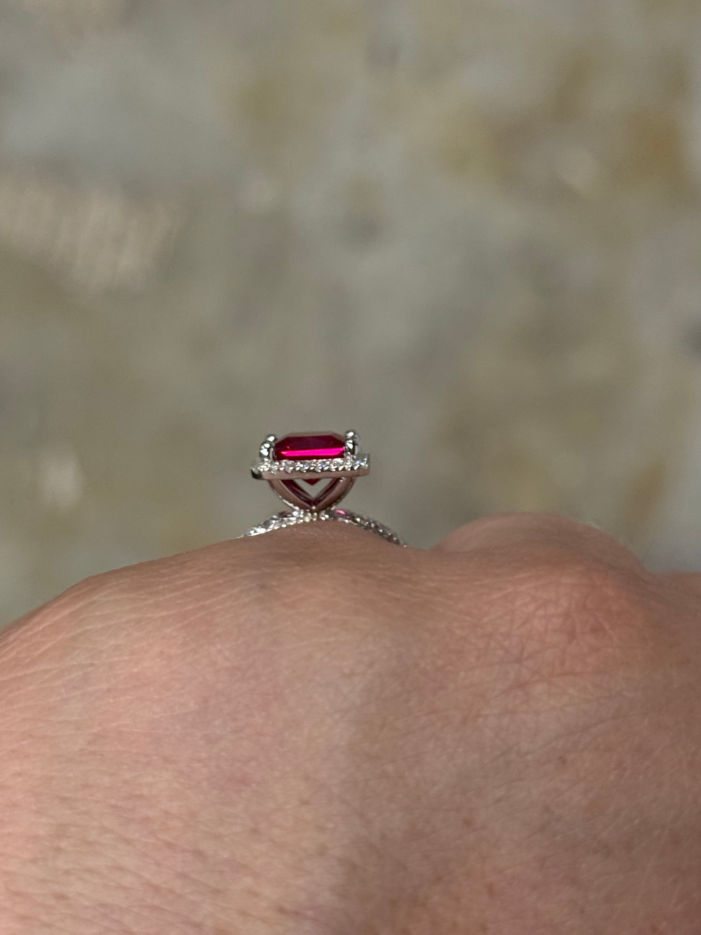 Ida Ruby Pave Sterling Silver Engagement Ring