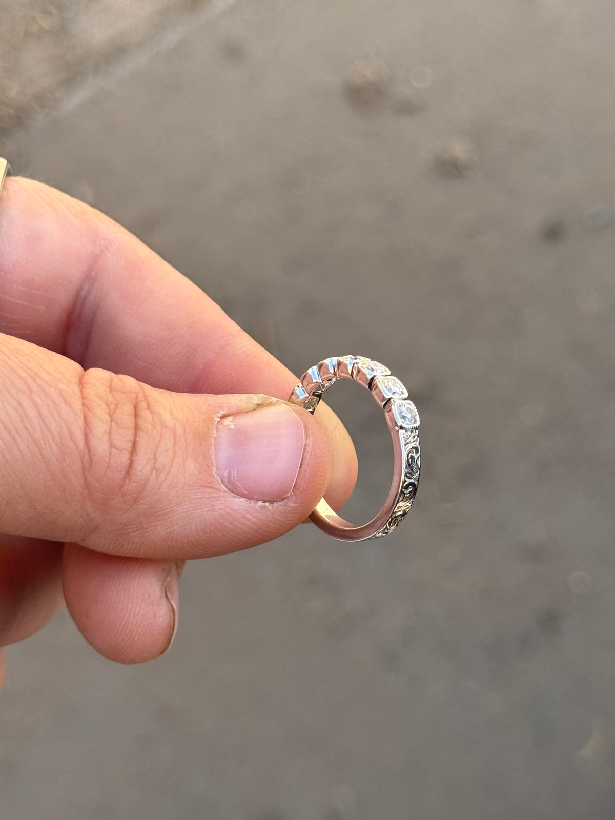 Brayden Bezel Sterling Silver Moissanite Wedding Band Tines Ranch Co