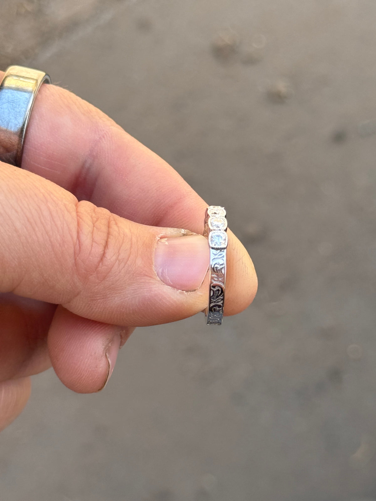 Brayden Bezel Sterling Silver Moissanite Wedding Band Tines Ranch Co