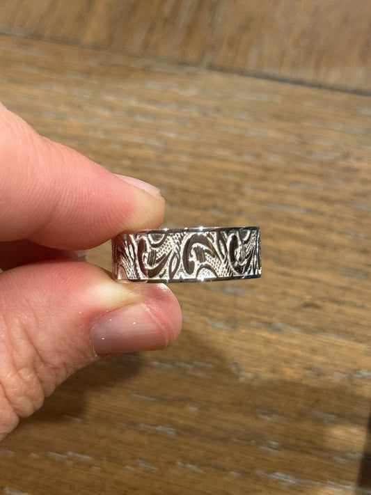 Wesley 8.25mm Sterling Silver Wedding Band Tines Ranch Co