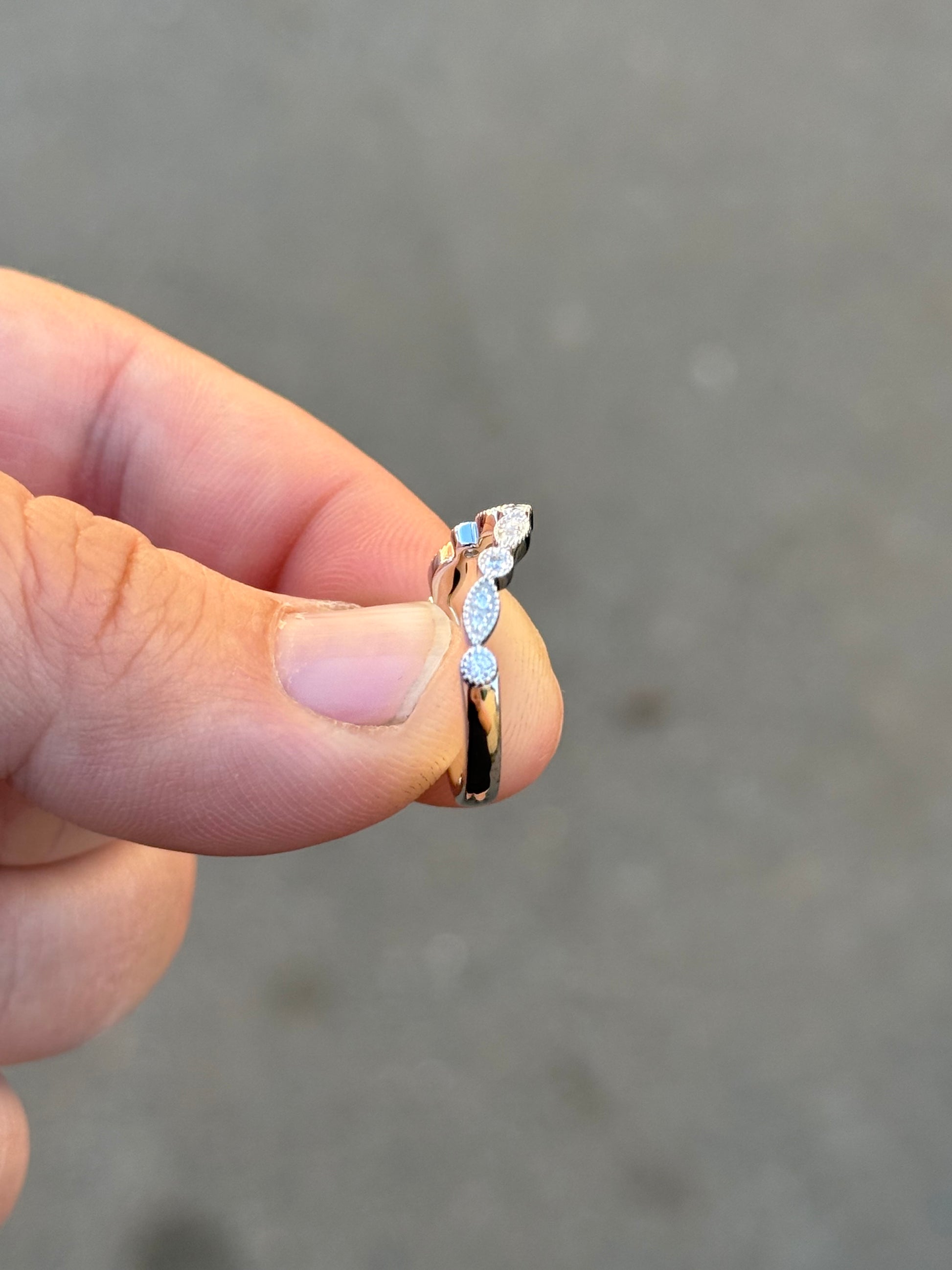 Mariposa Curved Moissanite Sterling Silver Wedding Band Tines Ranch Co