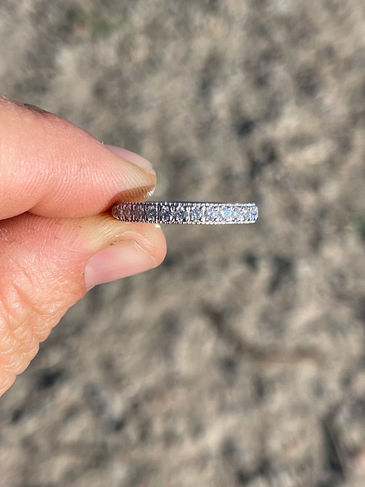 Gardenia Moissanite Sterling Silver Wedding Band