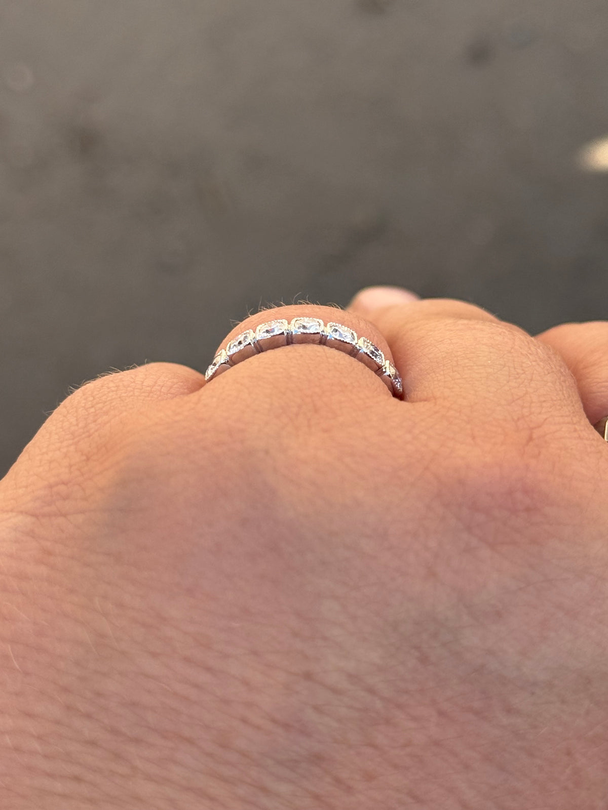Brayden Bezel Sterling Silver Moissanite Wedding Band Tines Ranch Co