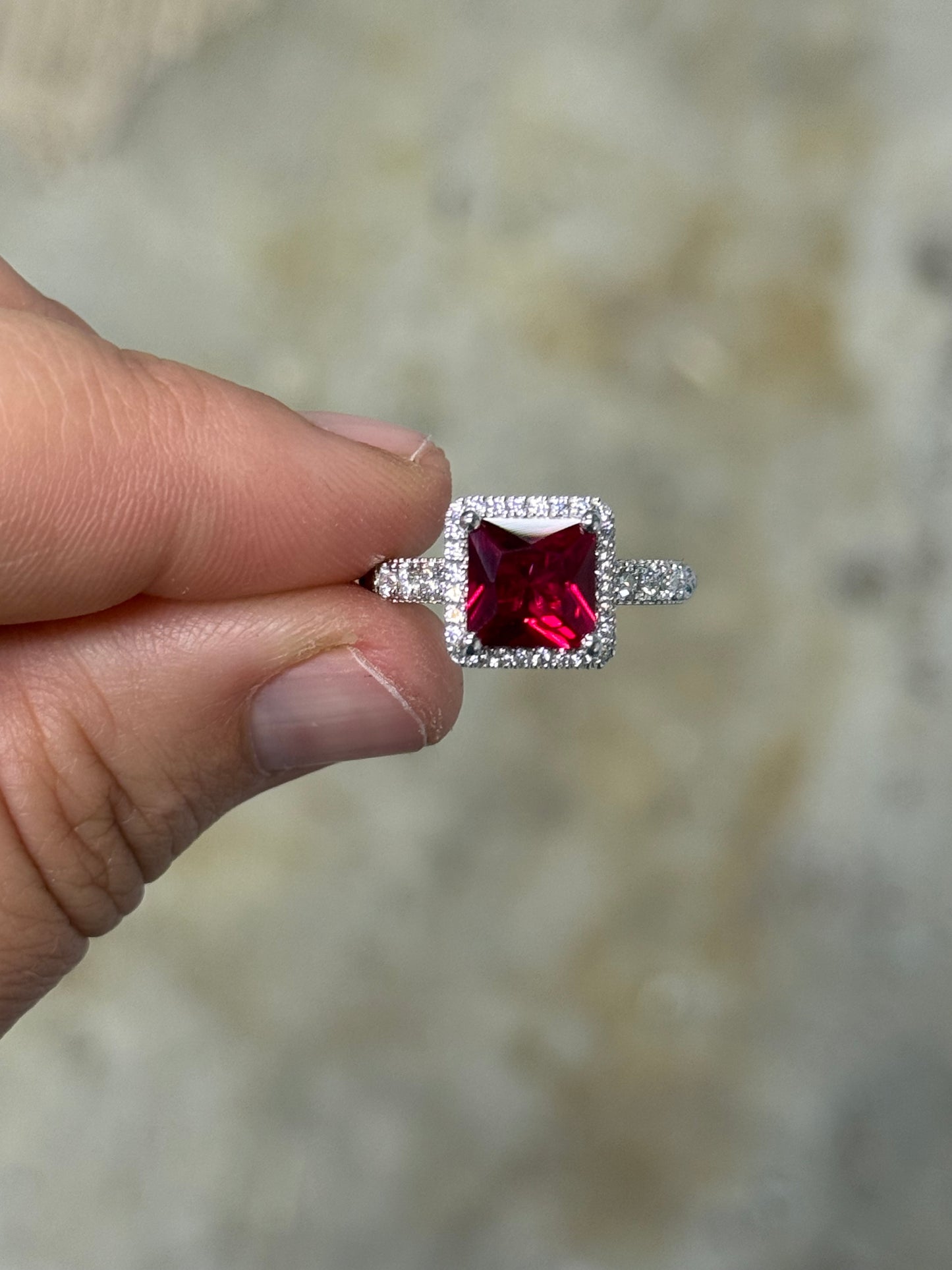 Ida Ruby Pave Sterling Silver Engagement Ring