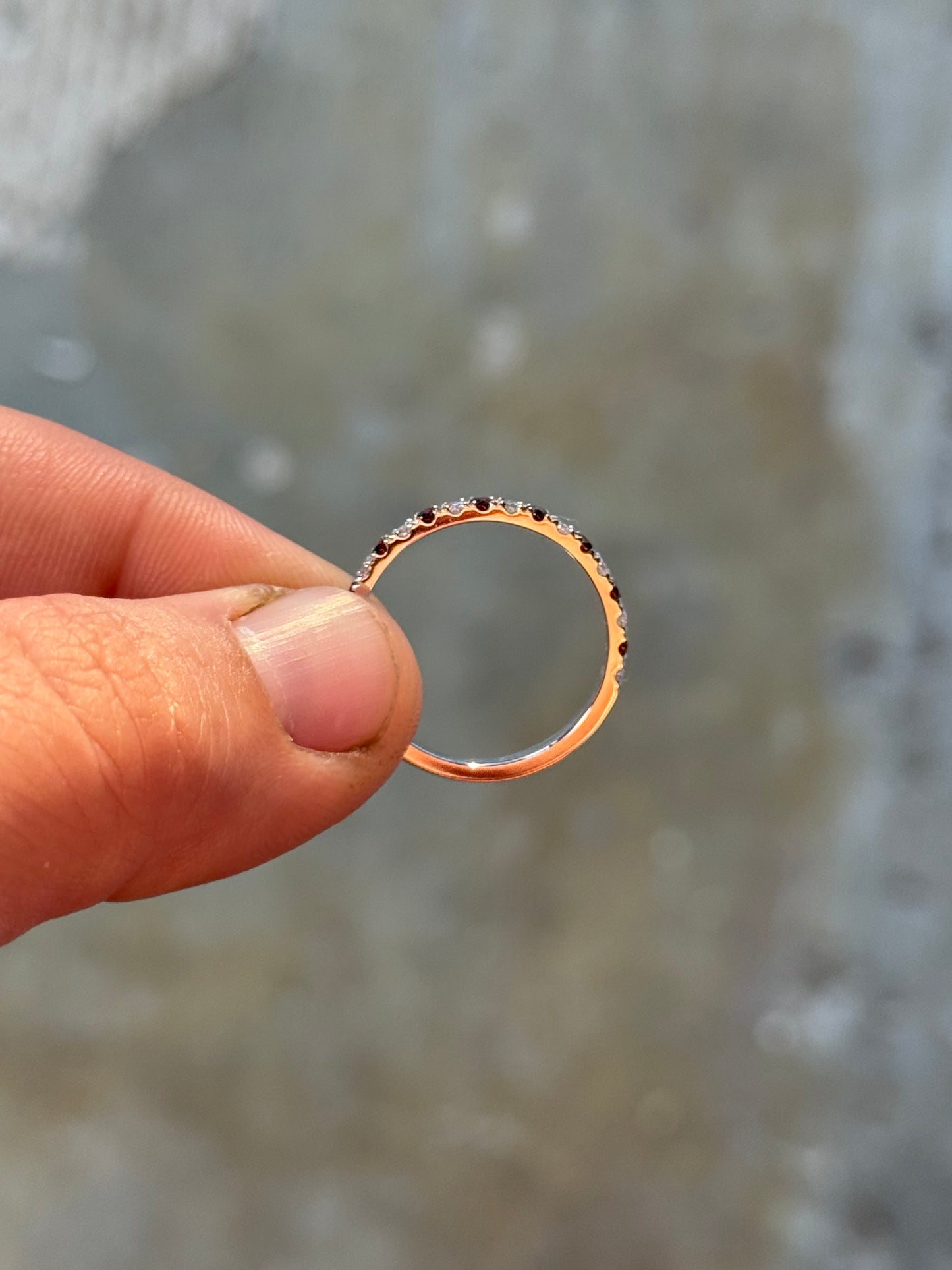 Rowelee Garnet and Moissanite Ring