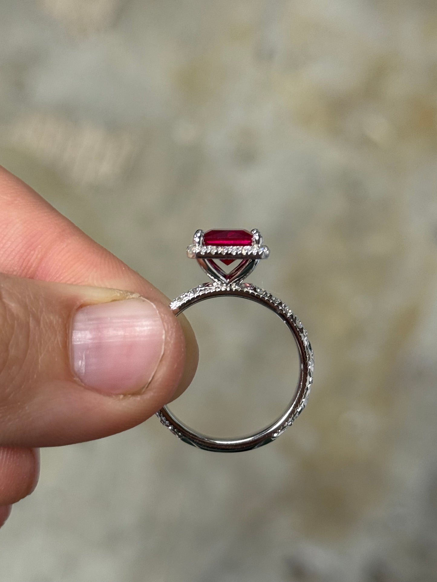 Ida Ruby Pave Sterling Silver Engagement Ring