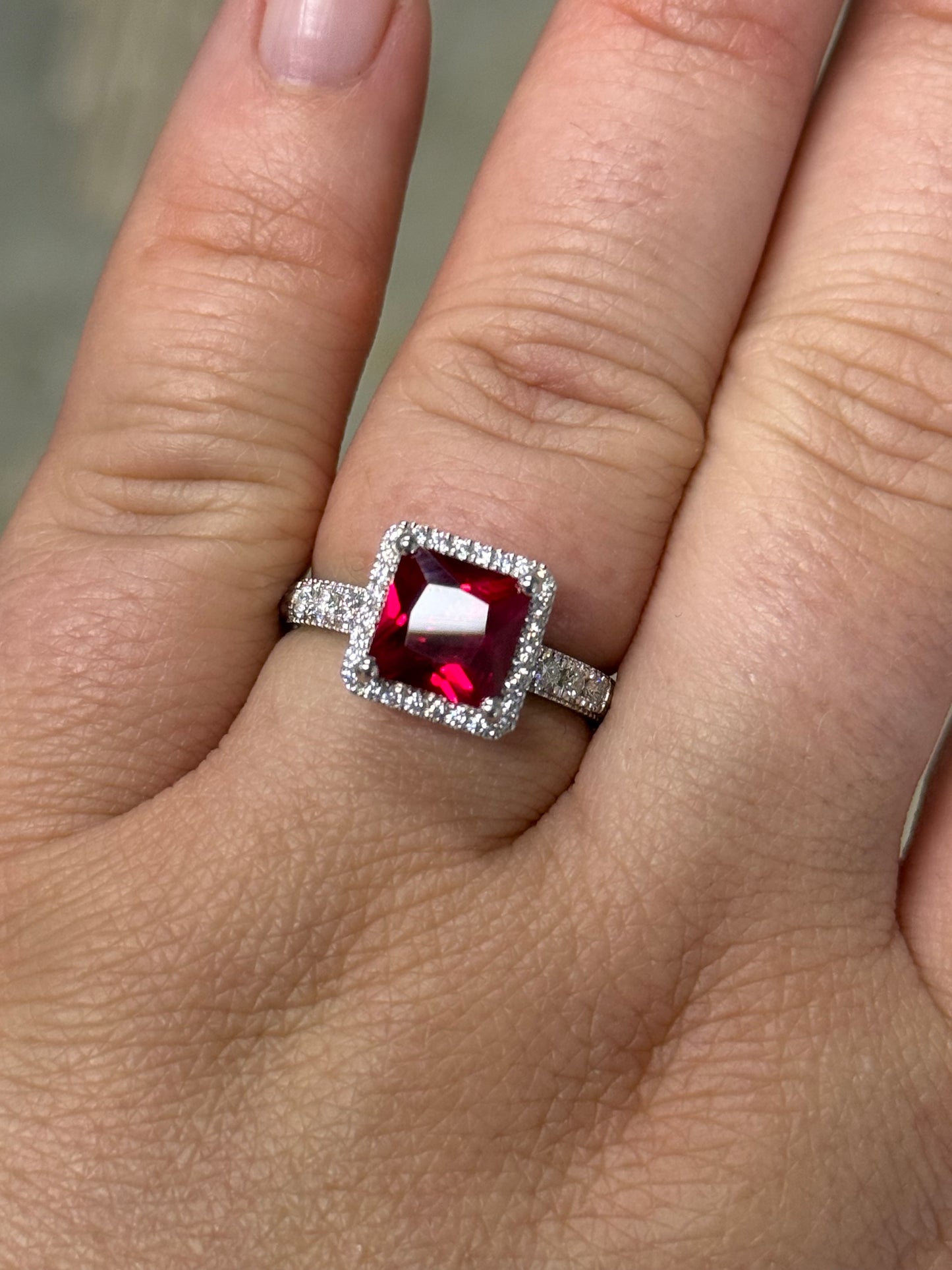 Ida Ruby Pave Sterling Silver Engagement Ring