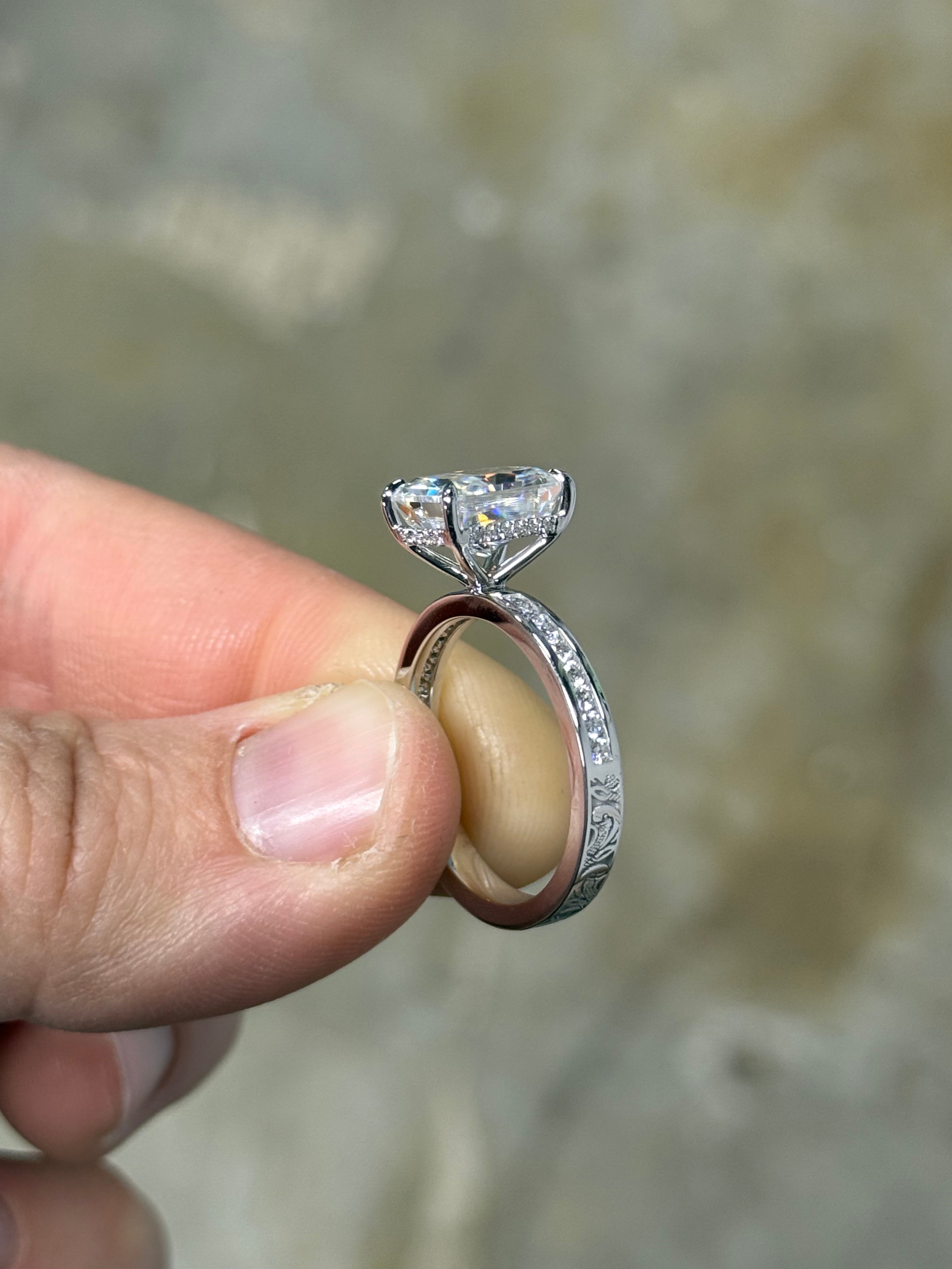 Brooks 4ct Hidden Halo Sterling Silver Engagement Ring – Tines
