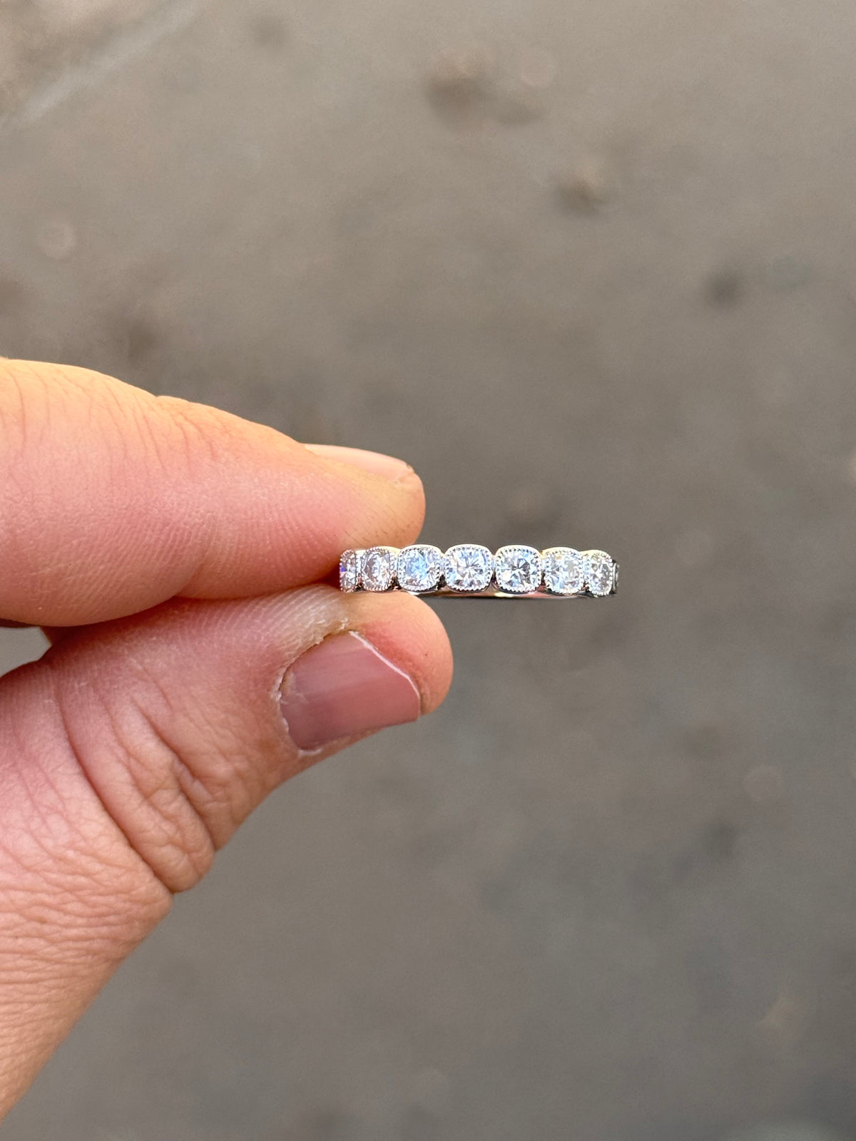 Brayden Bezel Sterling Silver Moissanite Wedding Band Tines Ranch Co