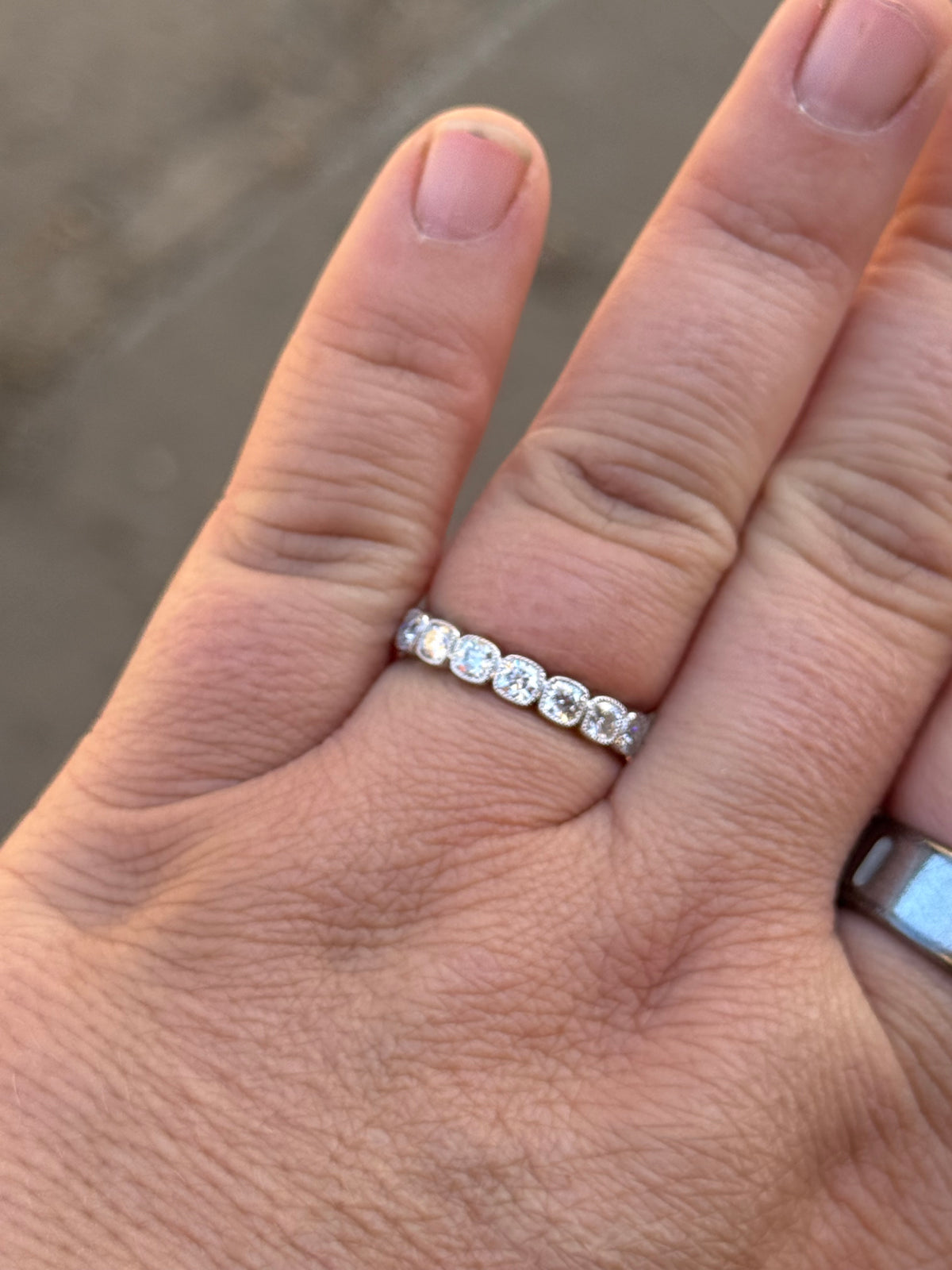 Brayden Bezel Sterling Silver Moissanite Wedding Band Tines Ranch Co