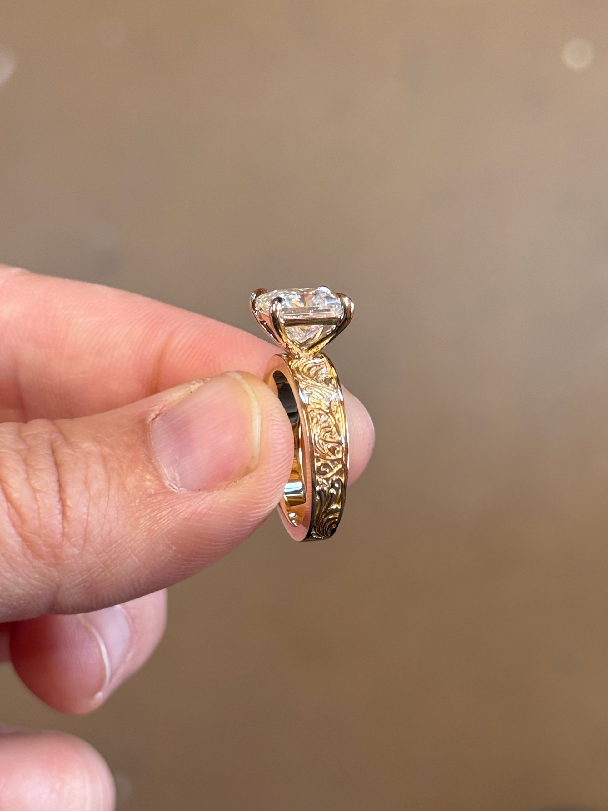 Elk Antler 6US 14K Yellow Gold Princess Cut Engagement Ring Engagement Rings Tines Ranch Co