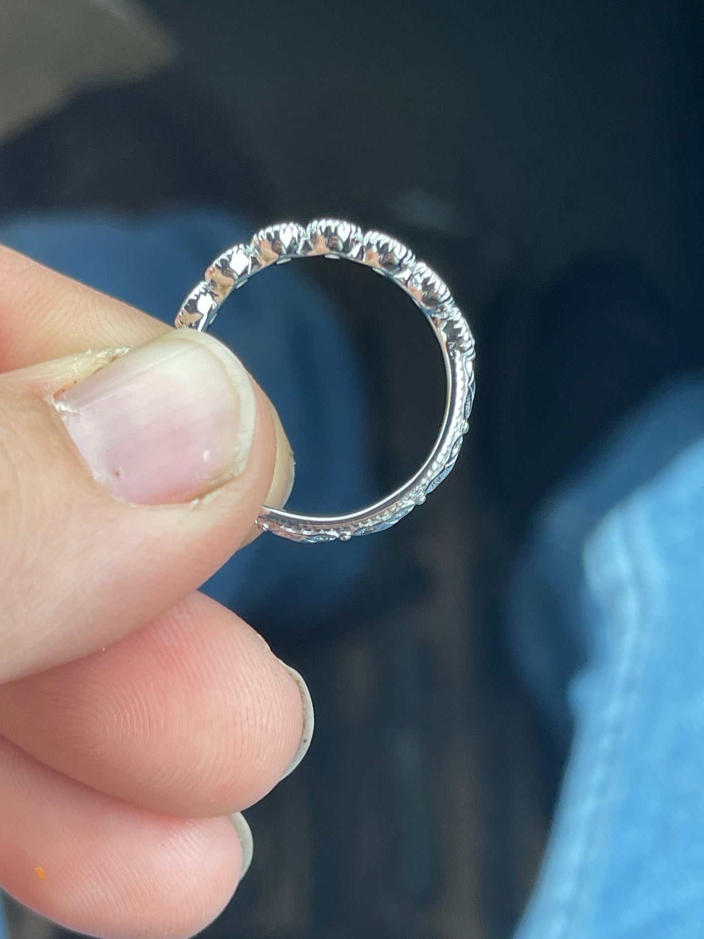 June Moissanite Wedding Band