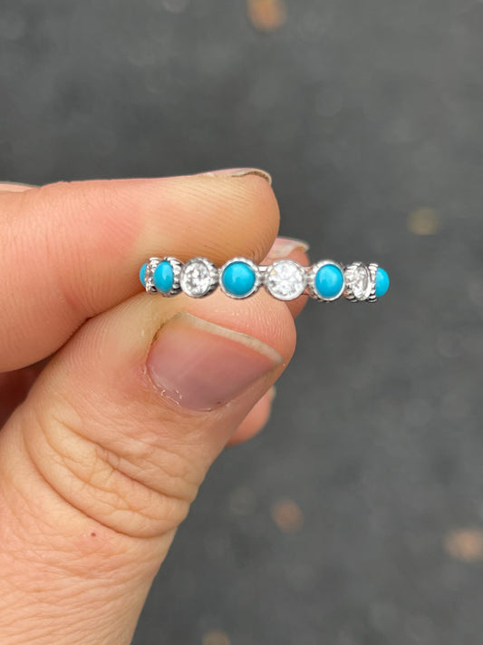LeeAnn Turquoise & Moissanite Wedding Band