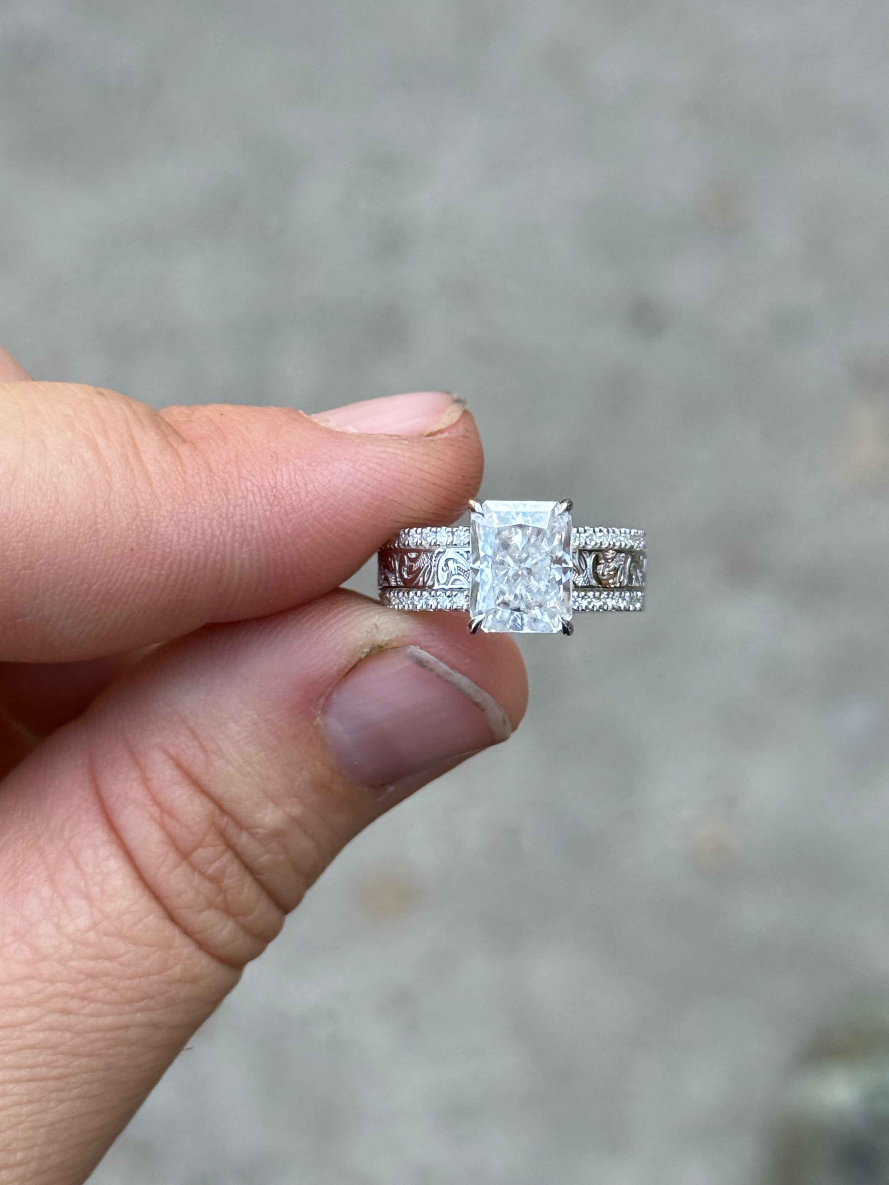Charlie Custom Rings Charlie Hidden Halo Sterling Silver Engagement Ring – Tines Ranch Co ...