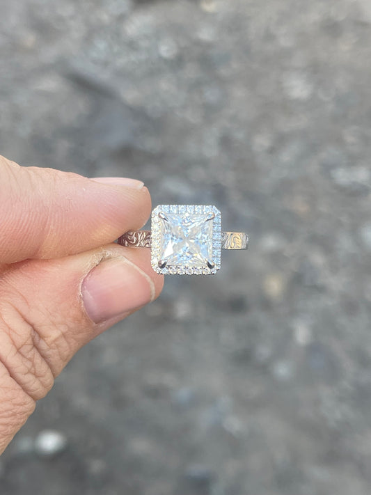 Spade Sterling Silver Engagement Ring