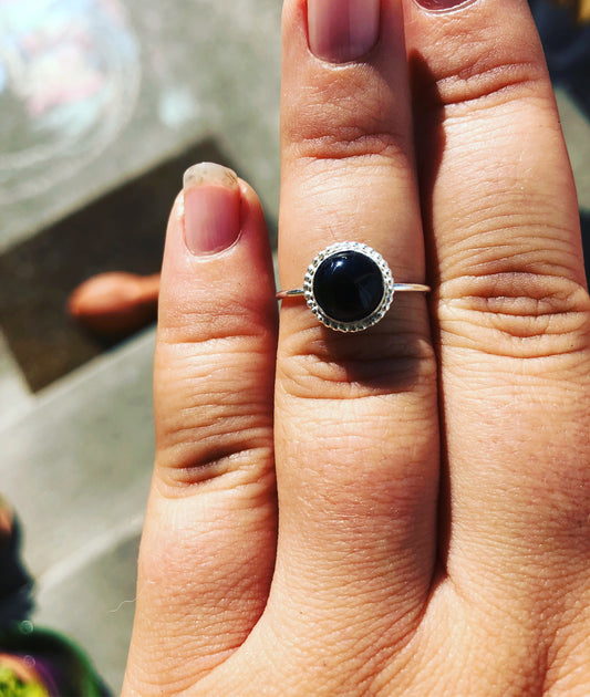 7 & 8 US 8mm Onyx Sterling Silver Ring