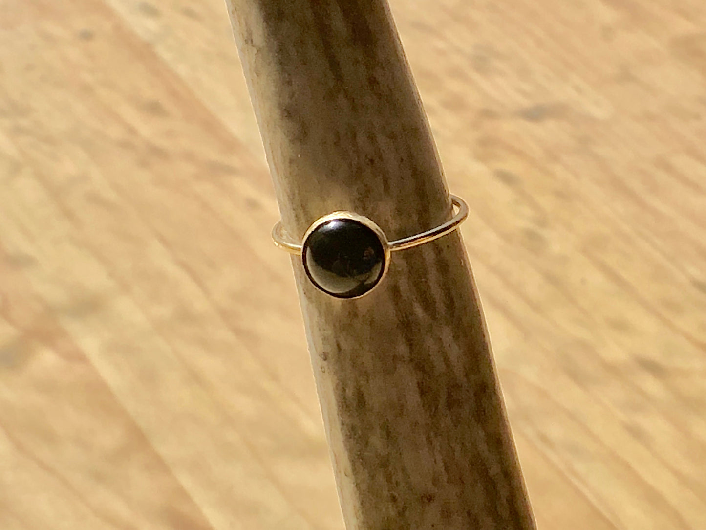 8 US Onyx Gold Filled Stacker Ring