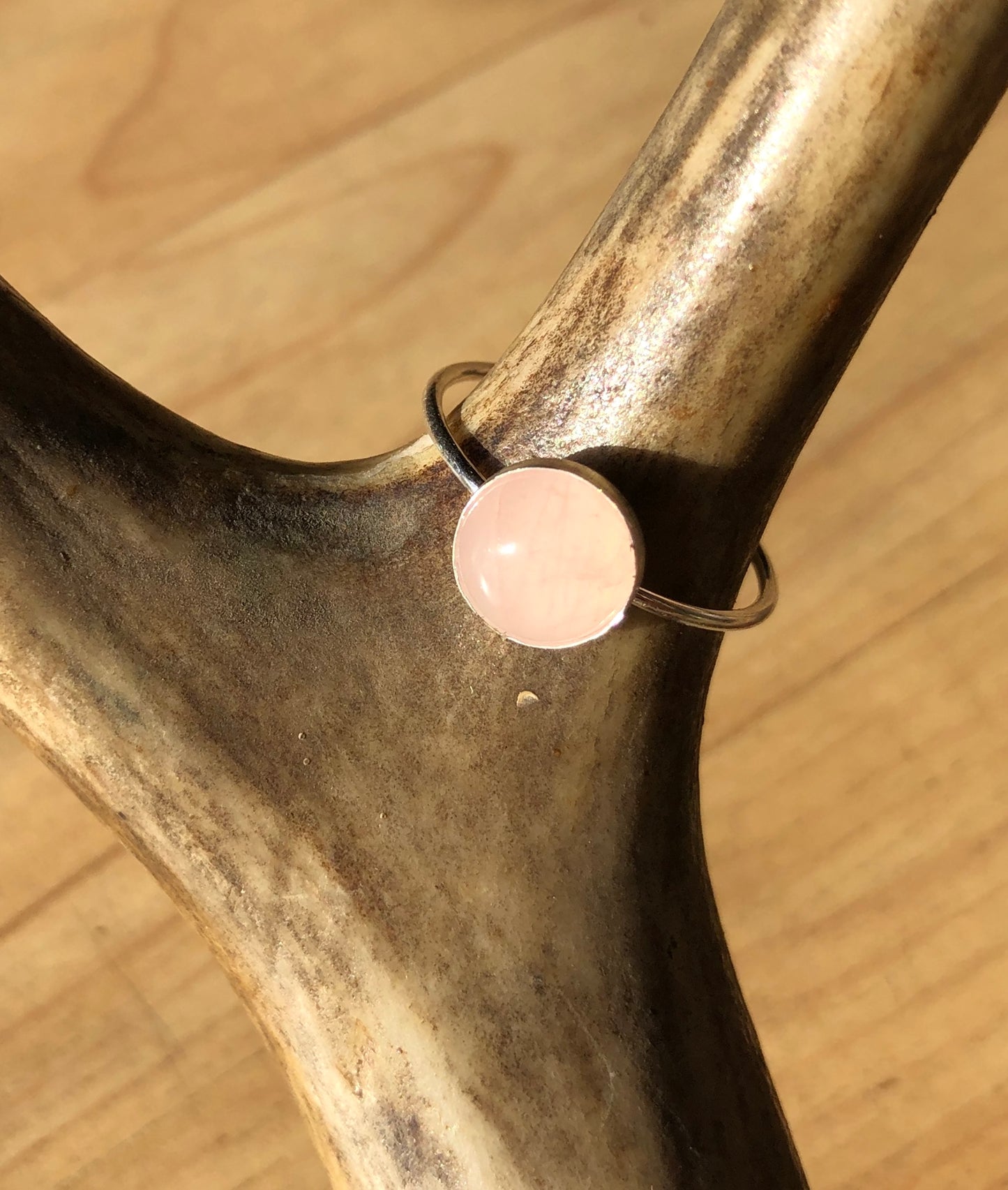 8 US Rose Quartz Sterling Silver Ring