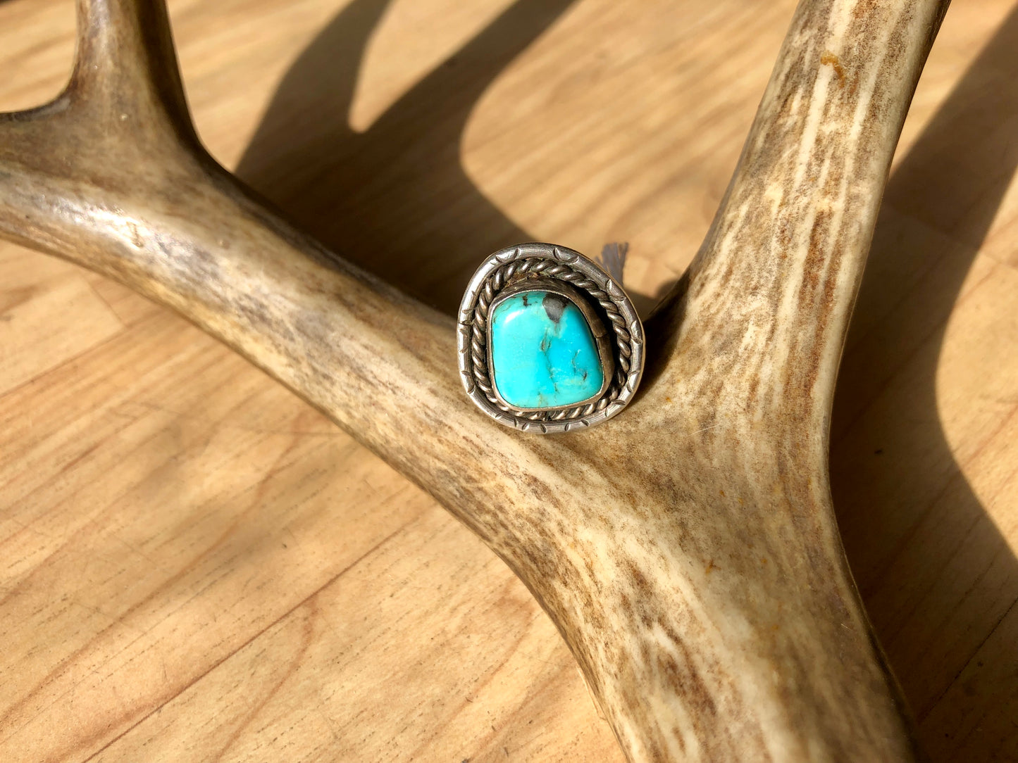 7 US Navajo Vintage Turquoise Sterling Silver Ring