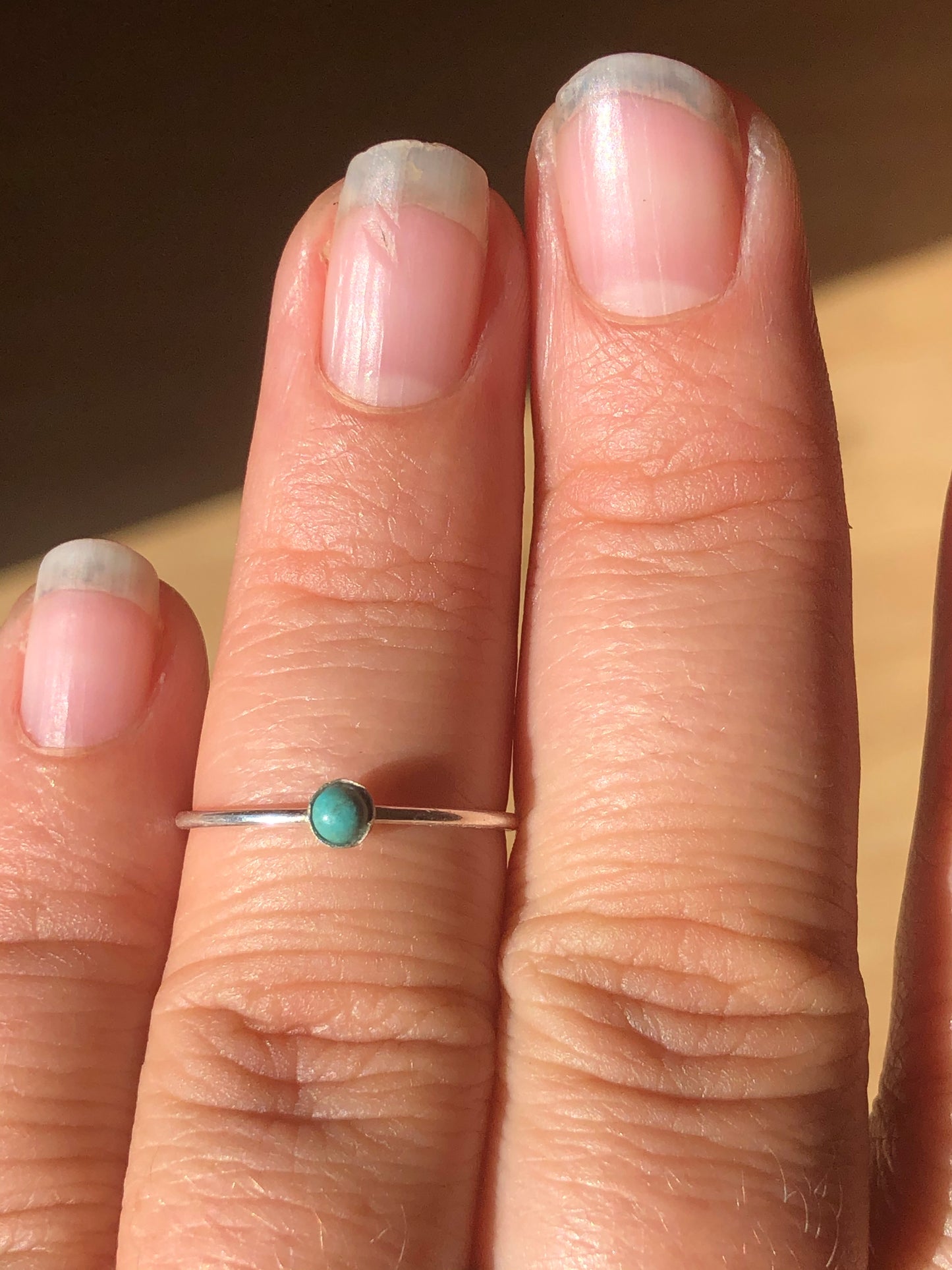 7 & 8US 3mm Minimalist Turquoise Sterling Silver Ring