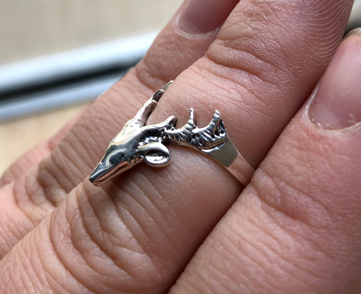 8 US Deer Sterling Silver Ring