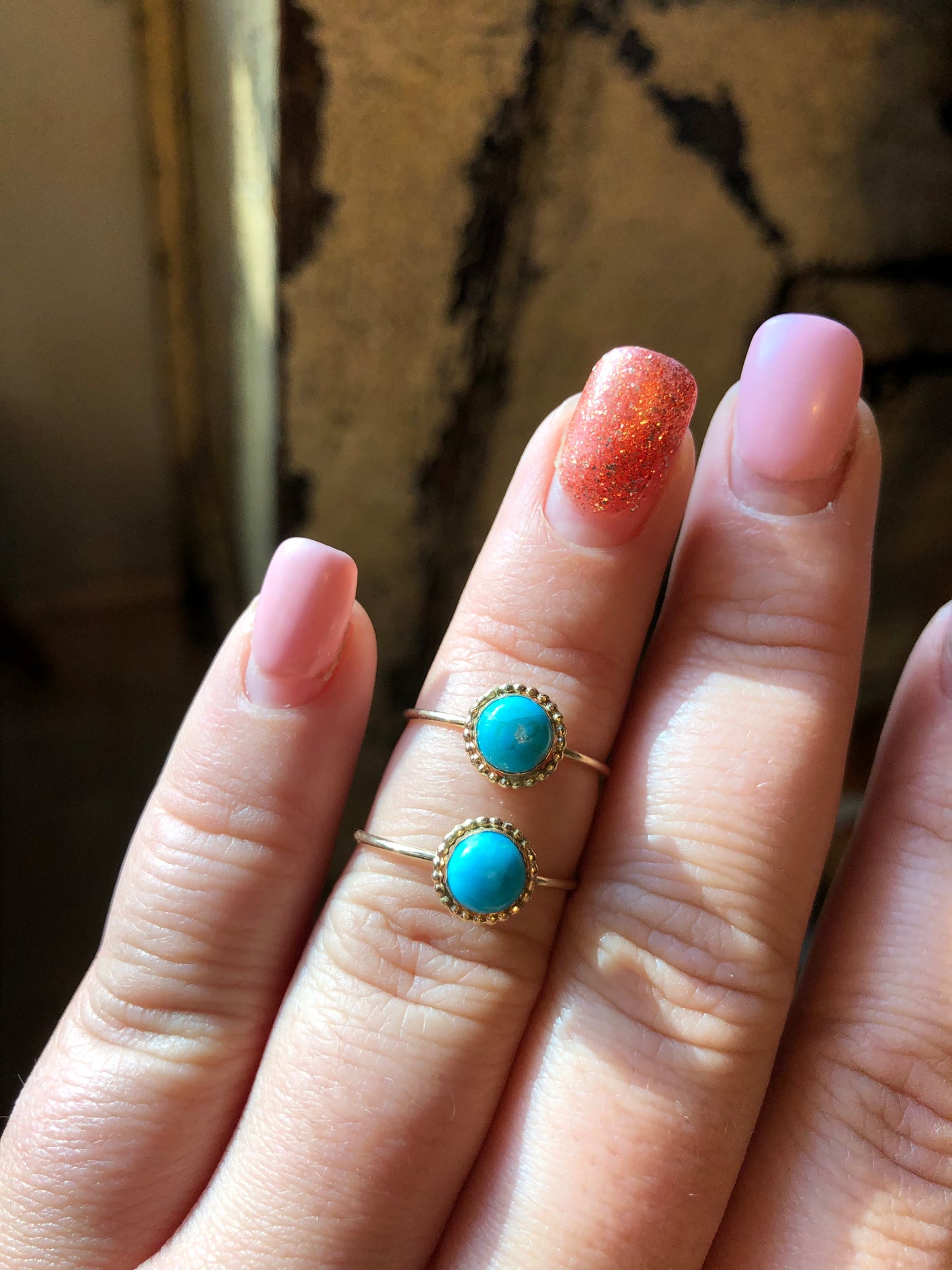8US 6MM Turquoise 14K Gold-Filled Ring