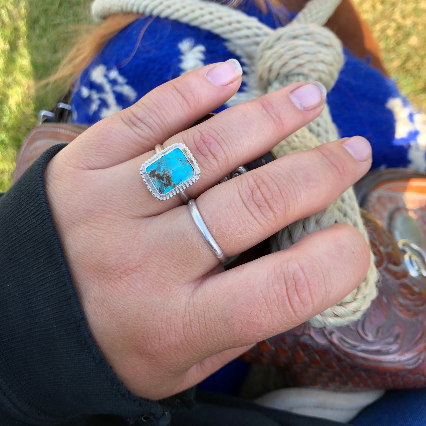 9.5US Ty Nevada Turquoise Sterling Silver Ring