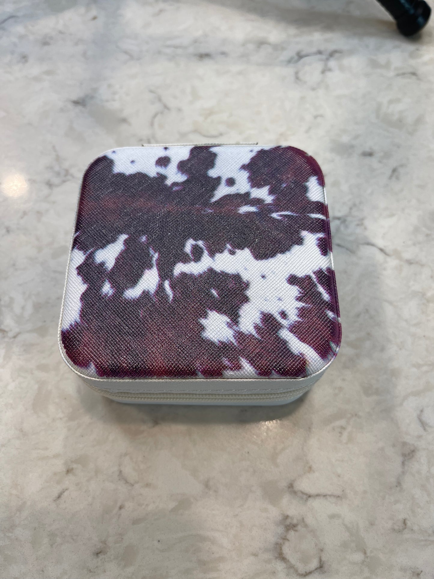 Cowhide Print Travel Jewelry Box