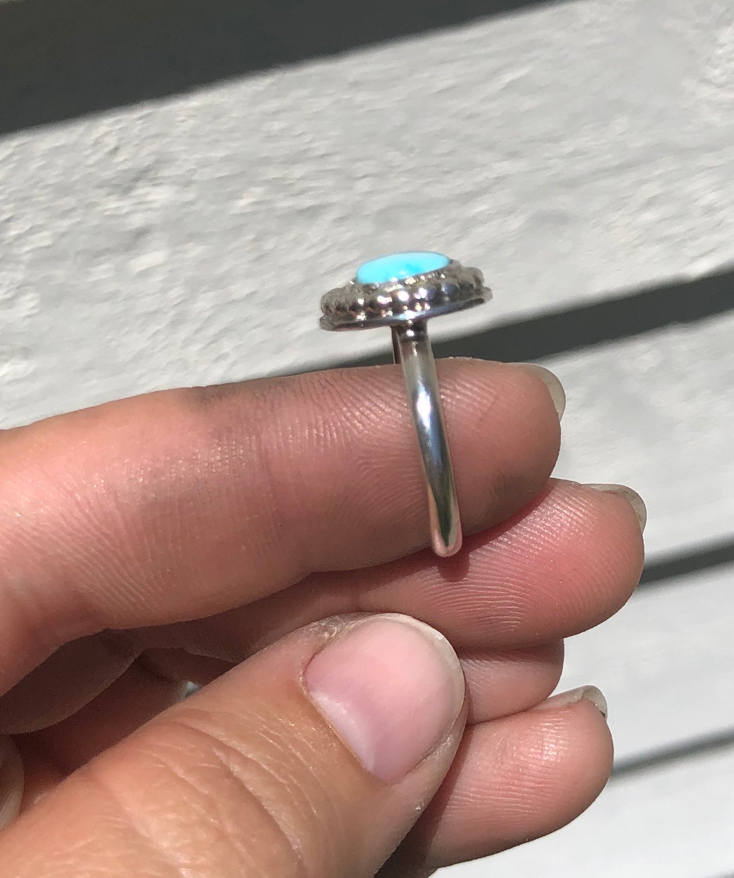 8US Sunflower Blue Bird Turquoise & Sterling Silver Ring