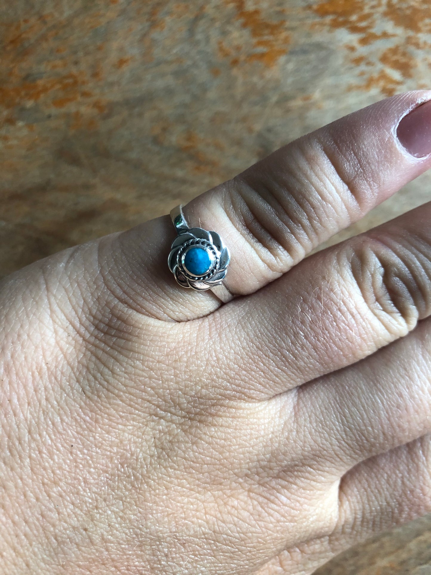 Flower w/ Turquoise Sterling Silver Ring