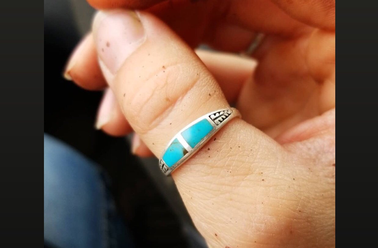 8&9US Turquoise Inlay Ring Sterling Silver