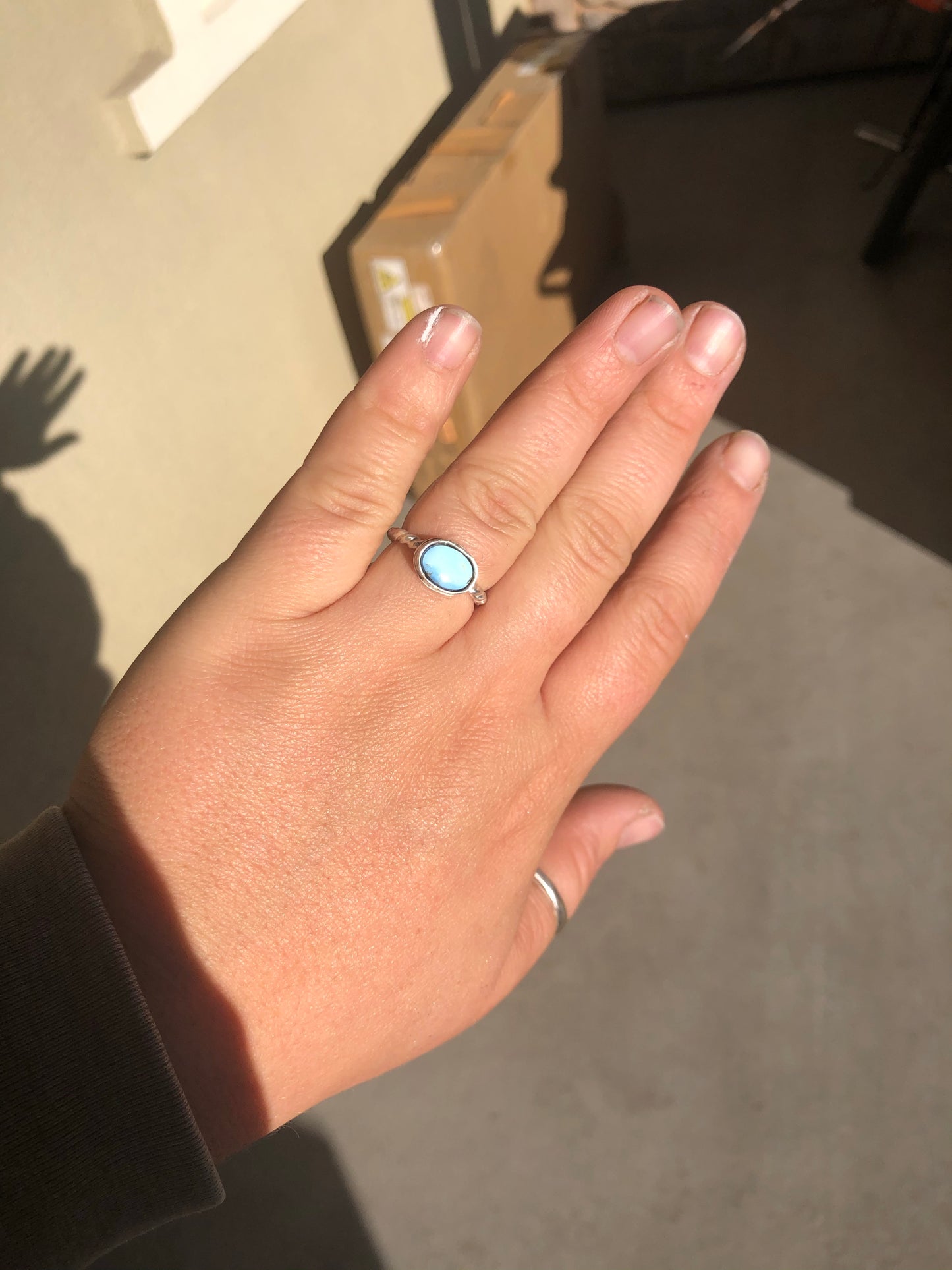 7US Twisted Cowgirl ☁️ Turquoise Sterling Silver Ring
