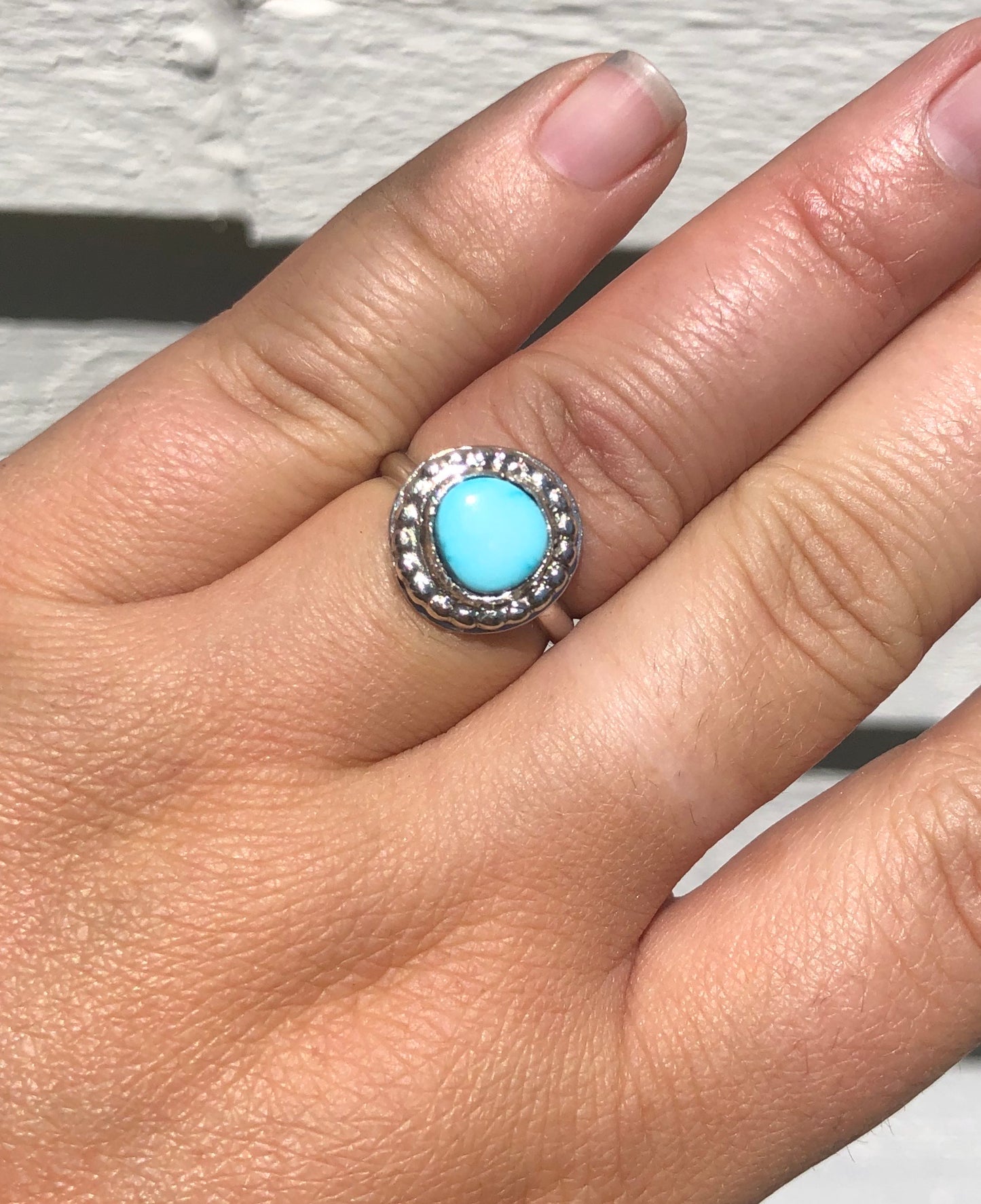 8US Sunflower Blue Bird Turquoise & Sterling Silver Ring